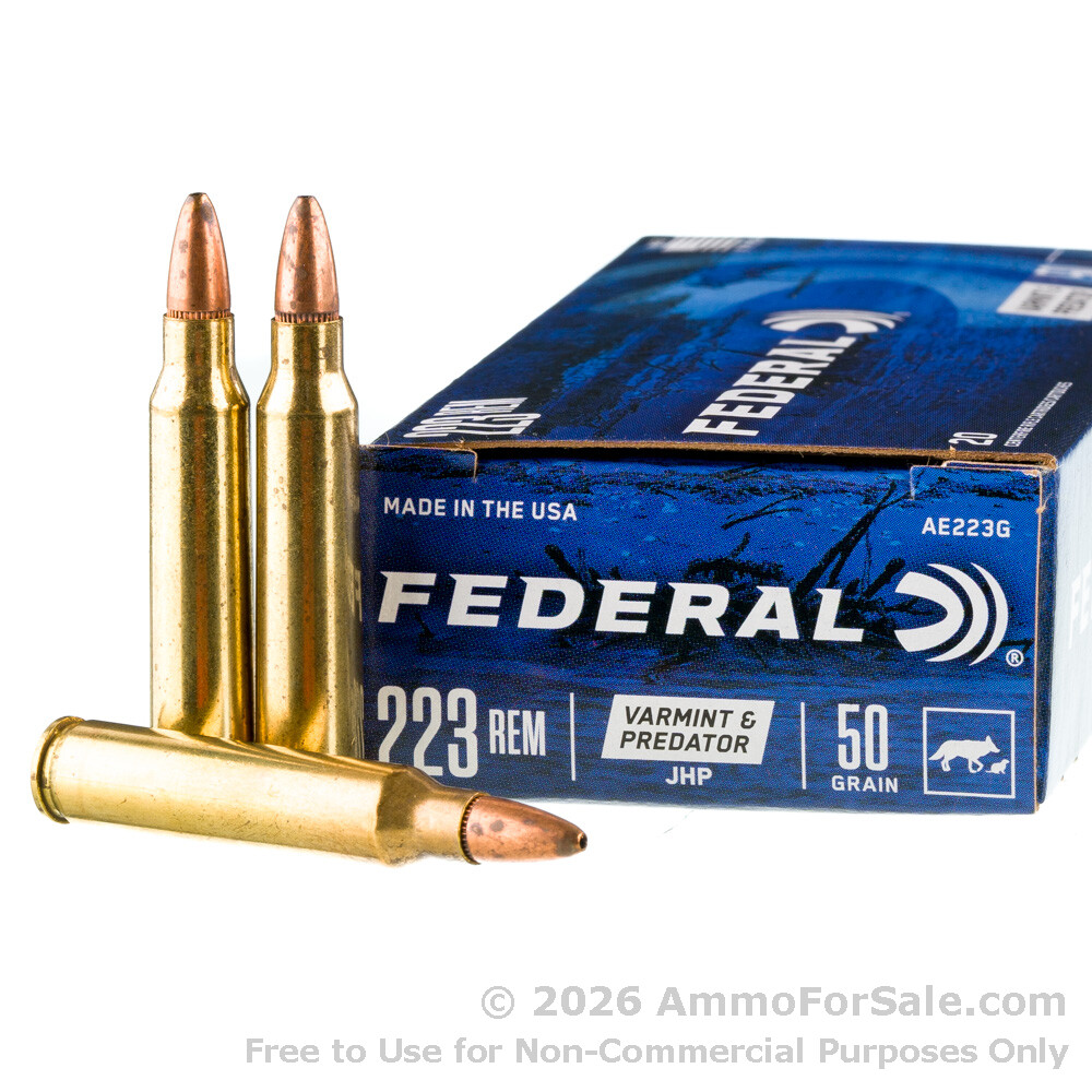 CARTUCHOS .223 REM JHP 50 GRN FEDERAL S/L