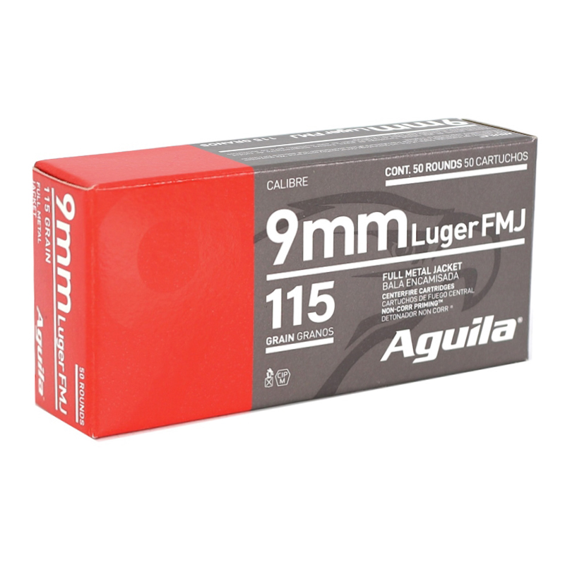 MUNICION 9MM LUGER FMJ AGUILA 50T 115 GRAIN FULL METAL JACKET  NICKEL PLATED