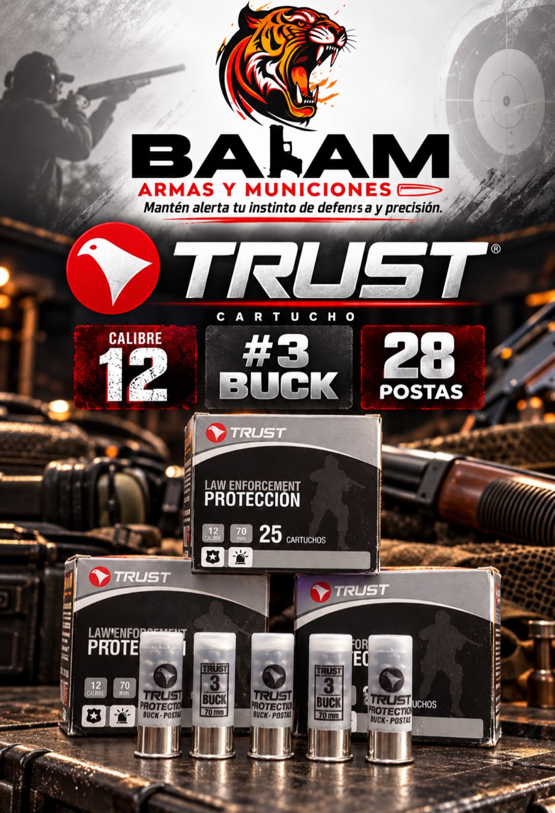 CARTUCHO TRUST CAL. 12 #3 BUCK S/L
